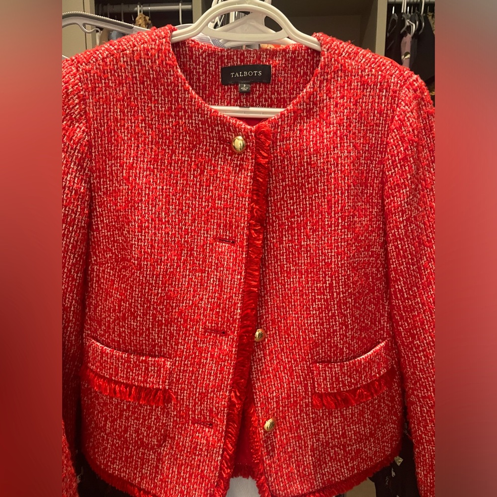 Red Talbots Tweed Blazer. Worn once, great condition. Size 2.